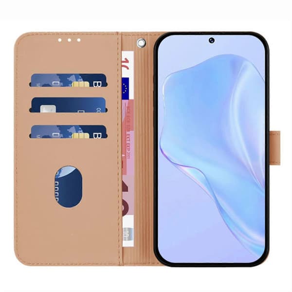 Solid Farve Tegnebog Læder Telefon Cover med Rem til Samsung Galaxy S24 FE - Nude