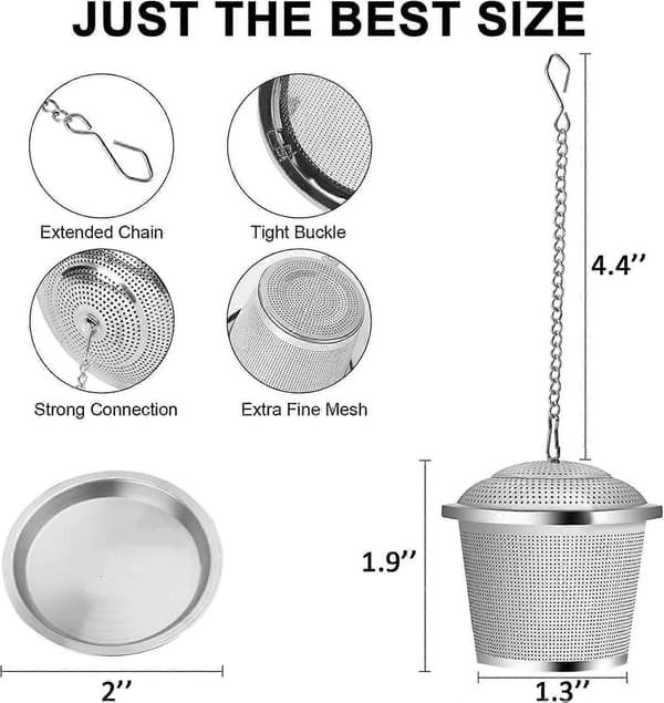 Løsblad Teinfuser, Gjenbrukbar Te-kule i Rustfritt Stål, Finmasket Tesil med Dryppebrett, Tefilter