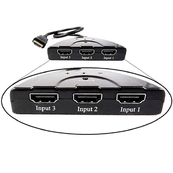 3 Port HDMI Switch Splitter Kabel 4K*2K 2160P Multi Switcher HUB för LCD HDTV PS Xbox