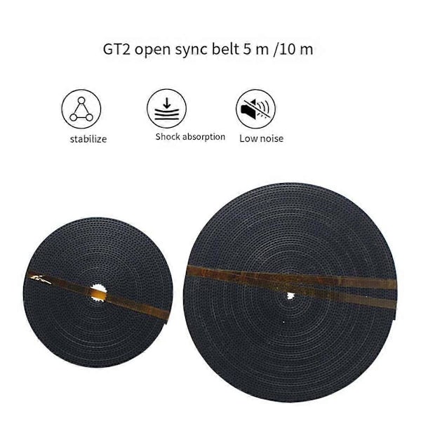 GT2 Tandrem 10M Længder, 6mm Bredde, til 3D Printere