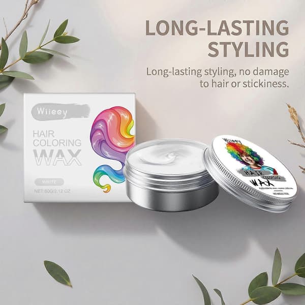 Midlertidig hårfargevoks, 60g vaskbar hårfargepomade white 3PCS