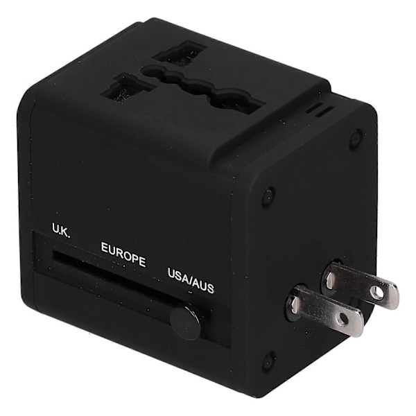 Global Reseadapter Intelligent Strömomvandlare Kontakt UK EU US JP AU CN USB-Port 100–240V Svart