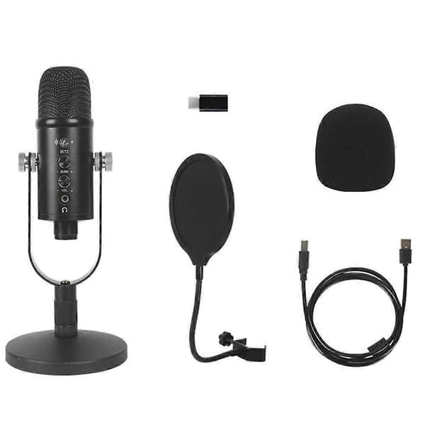 USB Mikrofon Professionel Plug Play Studio Mikrofon med Stativ C