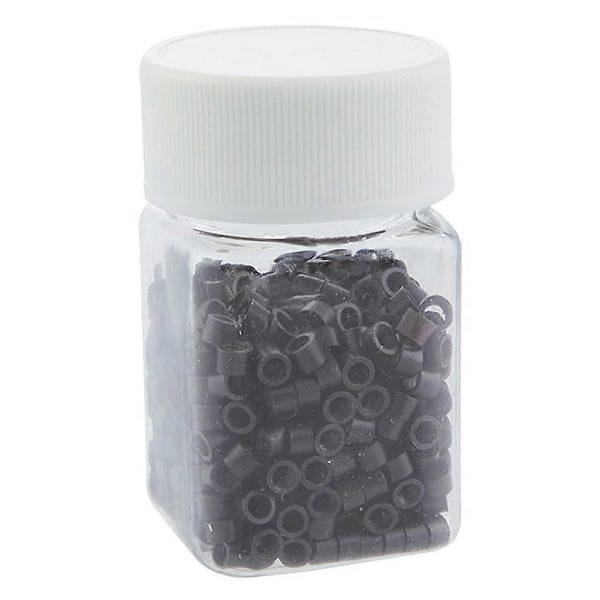 400 stk. Silikone Micro Ringe Krympeperler til Hår Extensions med Tip, Sort