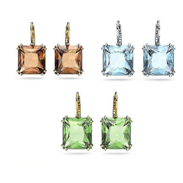 Schijia høy versjon av de trefargede firkantede diamantkrystall Bella-øredobbene for kvinner Swarovski-elementer godteri øredobber kvinner