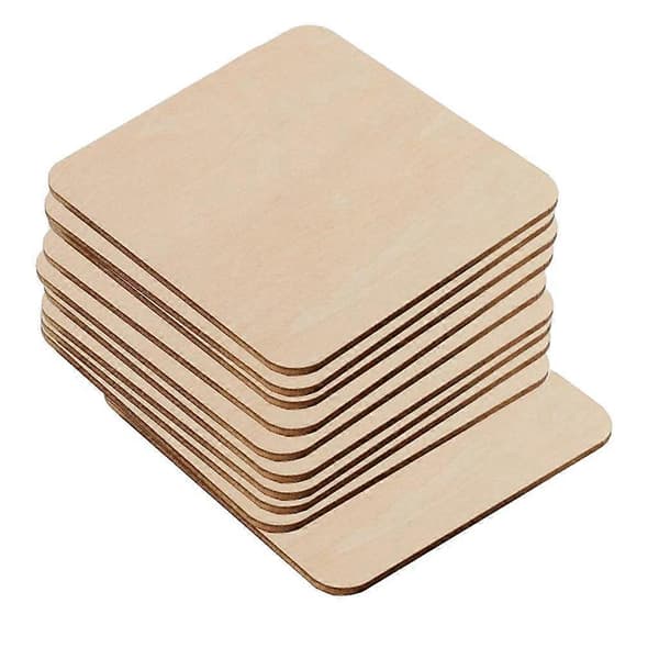 10 Stykker/Sæt Ubehandlede Træplader Pyrografi Emner 6,4*6,4cm