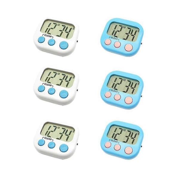 6-pack Digitala Små Timers för Barn med LCD-Skärm för Klassrum, Läxor, Träning