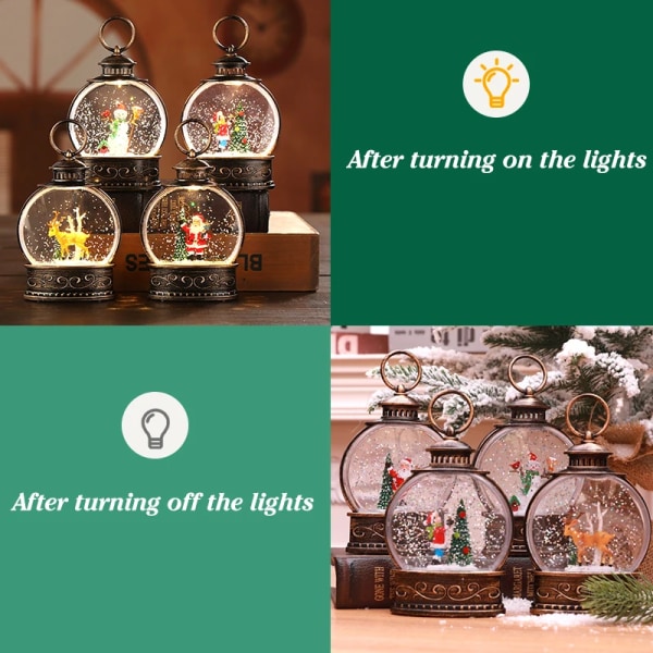 Hengende julesnøkulelykt med flimmer Glitrende simulering LED-nattlys nyttår 2024 dekorasjon julegave Child Water