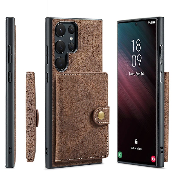 Kotelo Samsung Galaxy S24 Plus -puhelimelle, irrotettava magneettinen lompakkokortti- ja käteistasku, tukee langatonta latausta S24 Plus -kotelolle