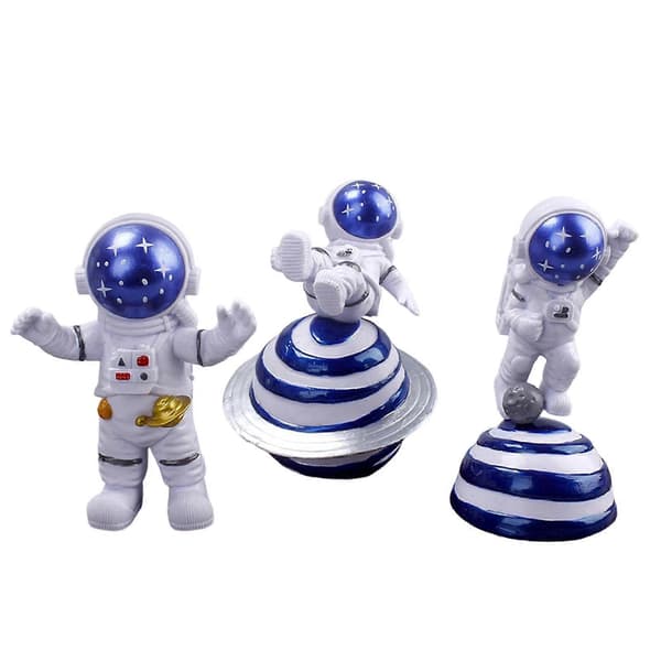 3 st PVC Astronaut Staty Rymdman Figurin Actionfigur för Hylla Sovrum Barn Present
