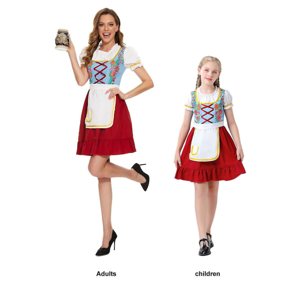 Rask levering Dame tysk Oktoberfest Bavarian Beer Wench Costume Maid Festival Party Red L