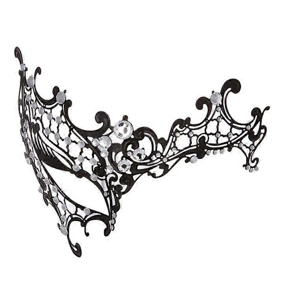 Mask för kvinnor, glänsande strass, venetiansk fest, bal, metallmask