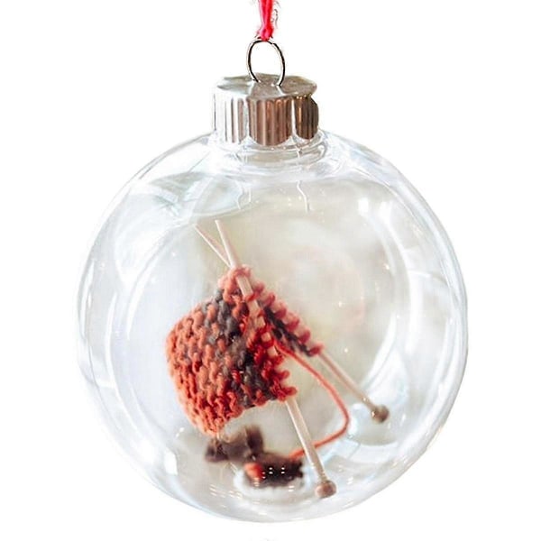 Stickad Julkula Ornament - Stickning Och Virkning Dekorativ Kula Ornament Med Hängande Ögla