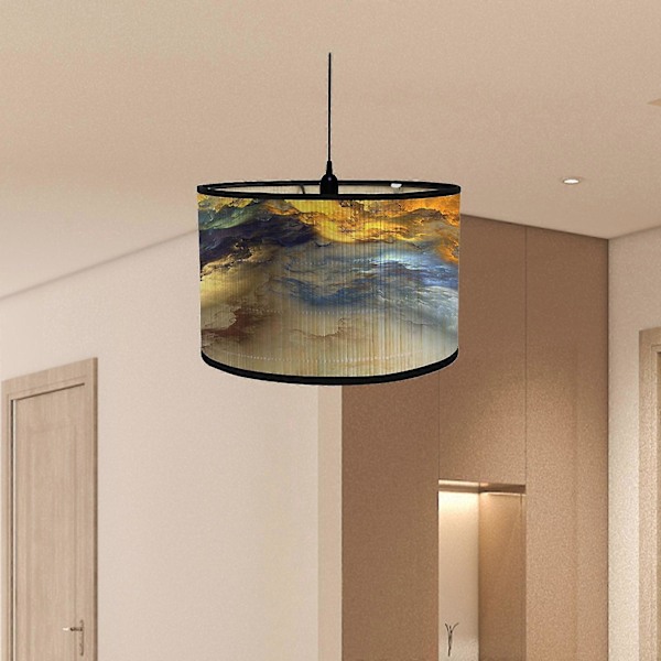 Trumtryck Lampskärm, Tryckt Trumlampskärm, 30 cm Topp x 30 cm Botten x 20 cm Hög Trumformad Lampskärm, Bambulampskärm Endast för Matsal