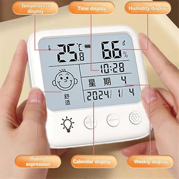 2403 Genopladeligt Termometer og Hygrometer Indendørs Termometer