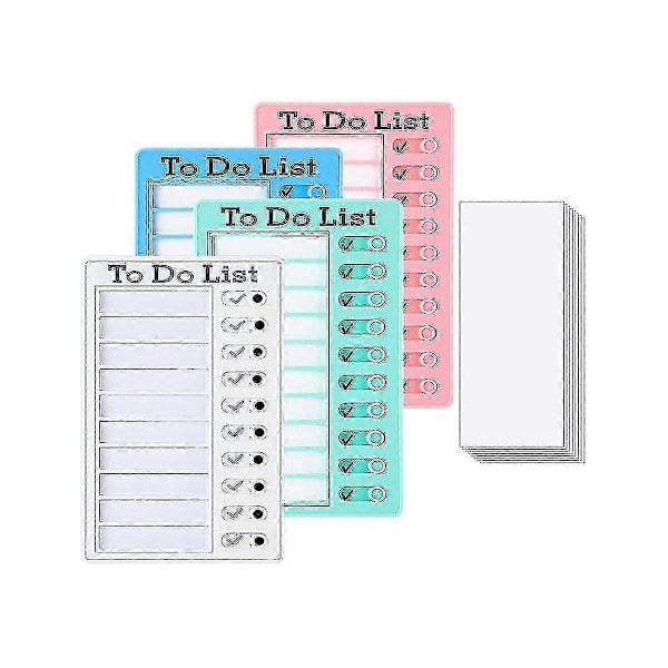 4 stk. To Do List Tavle Tørrslettbar Memo List Tavle Oppgaveoversikt Rv List Tavle Med 10 Tørrslettbare Papirark