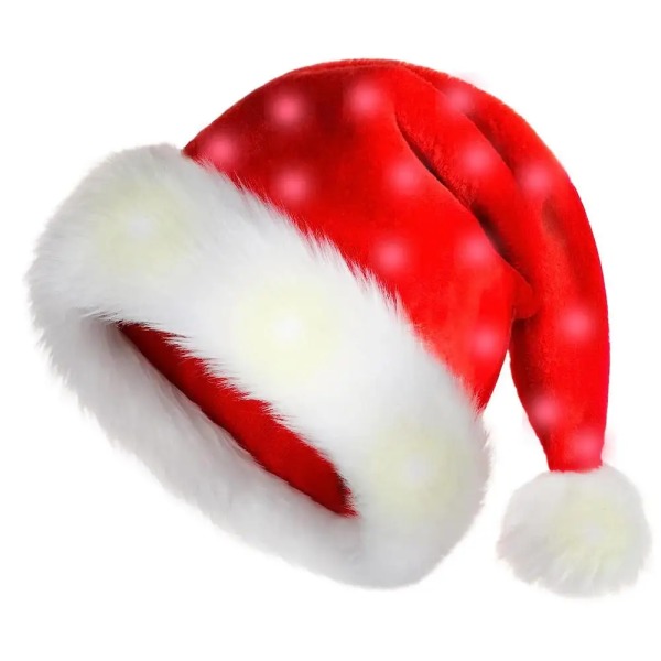 Jouluhattu LED jouluhattu Pehmeä pehmo jouluvalohattu Klassinen joulu-cosplay-hattu Joulujuhlahattu Aikuiset Lapset childrens warm