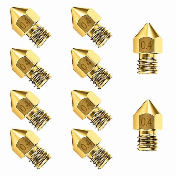 10 stk. 3D Printer Dyse Tilbehør Mk8 0,4 mm Til Cr-10 Til Ender 3 Til Anet A8