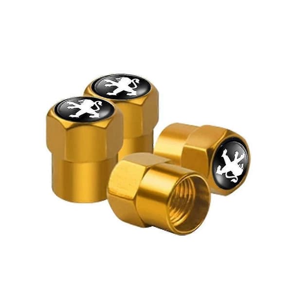 Bilstyling Däckventilhattar för Peugeot-modeller Golden 4pcs