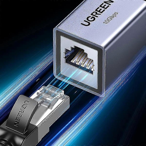 UGREEN Cat8 Cat7 Cat6 Ethernet -kaapelisovitin alumiiniseoksesta RJ45-liitin 10 Gbps verkon jatkaja