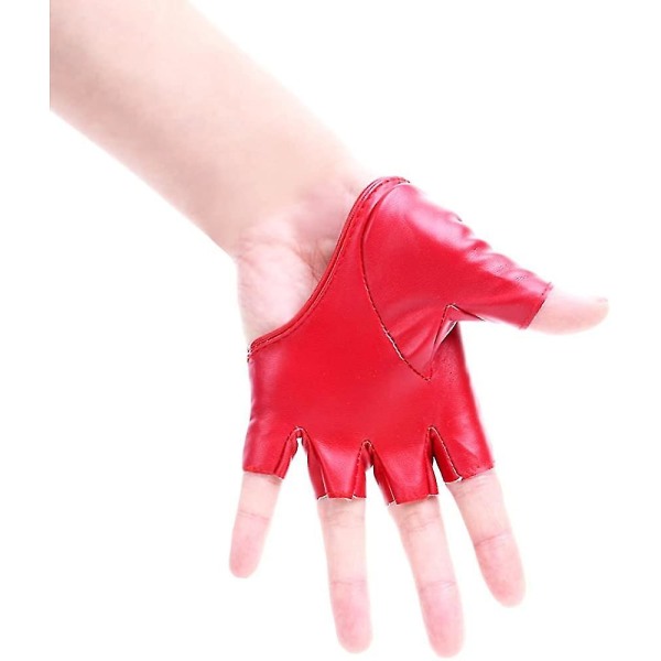 Kvinder Halv Palm Halv Finger Pu Læder Dansende Punk Handsker