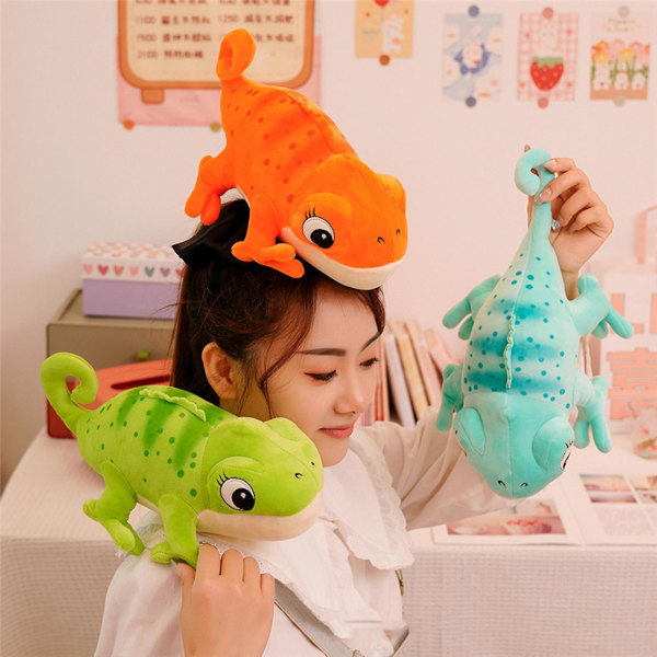 Chameleon Plushie Toy, 30 cm Realistisk Chameleon Gose Animal Toy Mjuk plyschleksak Kudde Halloween Julklappar till barn Vuxen orange