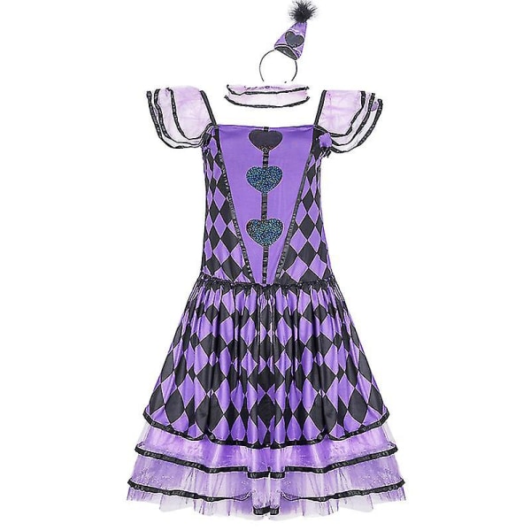 Halloweenklänningar Dam Färgglada Crazy Evil Clown Kostym Voodoo Doll Zombie Outfit Cosplay Carnival Halloween Fancy Party Dress High Quality Purple 02