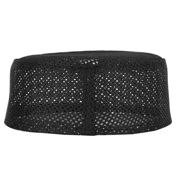 Broderet Sort Muslimsk Bedebønshat til Mænd - Polyester Bomuldsblanding (56cm)