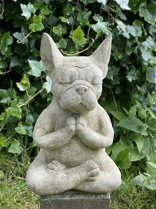 Resin Mediterende Hund Statue, 10*9*15cm, Hagedekorasjon