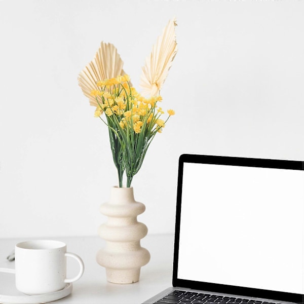 8 stk. Kunstige Blomster Udendørs UV-resistente Planter, 8 Grene Falske Plastik Grønne Buske Planter