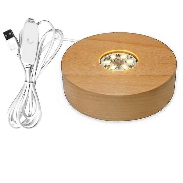 Solid Træ Lampefod Stativ, Roterende Display Stativ, Genopladeligt Tilbehør, LED Lys