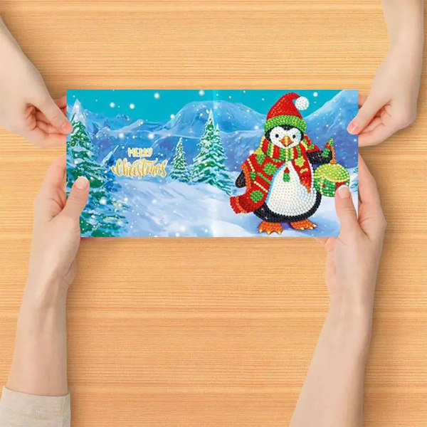 12 kpl joulukortit Diamond painting onnittelukortit 5D timanttikirjonta set Tee itse joululahja White
