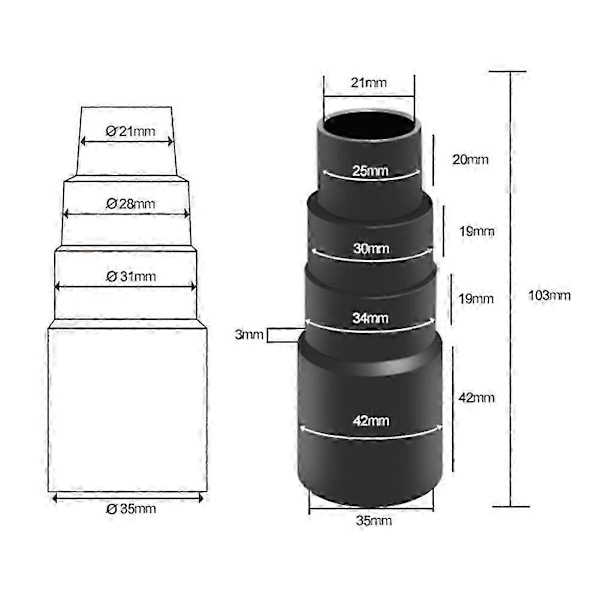 4 kpl Universaali Imurin Letkun Sovitinmuunnin 5-kerroksinen Letkun Tarvikkeiden Liitin 50mm