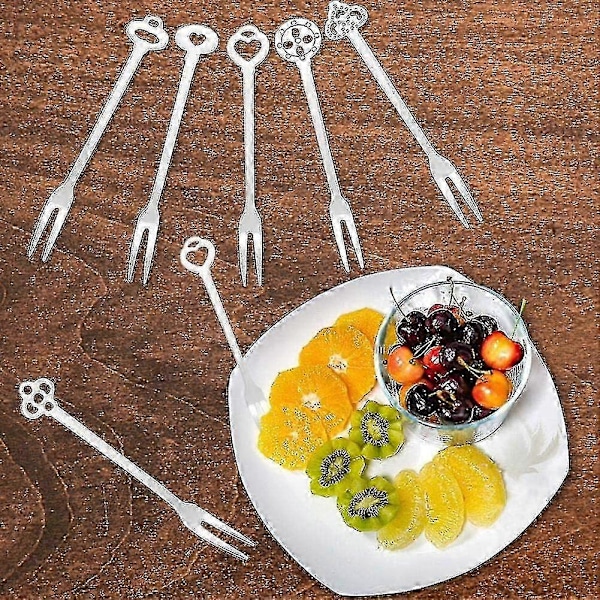 Dessertgafler - 6 stk./sæt Kagegafler - Rustfrit stål To-tands Gafler Sæt til Hjemmet