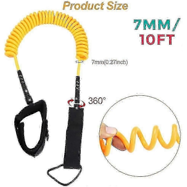 Surfkoppel, 10ft Tpu Paddle Board Ankelrem Spiral Bodyboard Leash Stand Up Paddle Board Fjäder Ben Fotlina