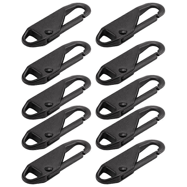 10 st Dragkedjekläpp Ersättning Dragkedja Reparationskit Dragkedja Slider Kläpp Universal Dragkedjefixare Metall Dragkedjehuvud (Svart)