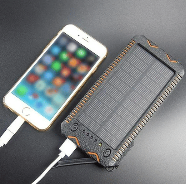 Solcelle Powerbank/Oplader - 10.000 mAh Sort