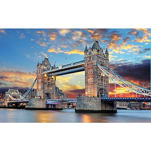 London Tower Bridge puslespil til voksne 1000 brikker, voksne børn Tower Bridge intellektuelt pædagogisk legetøj DIY samleobjekter moderne boligindretning