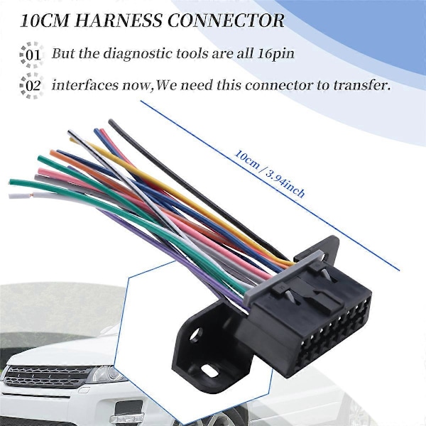Full 16 Pin J1962F OBD2 Hunn til Hann DIY Fast Ledningsnett Adapter Koblingsplugg Dash Port Kabel