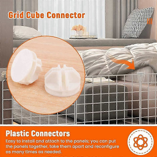 20 stk. Grid Cube Connector Abs-stik til Wire Cube Opbevaringsreoler (Hvid)