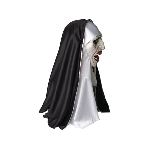 Halloween Skræmmende Makeup Mask Tricky Ghost Face Horror Skræmmende Latex Hovedbeklædning Nun style 1