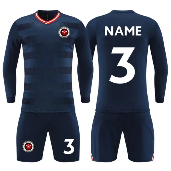 Børnefodbold træningsdragt Mænd Fuld fodboldtrøjesæt Ungdomsfodboldtrøjer Uniformer Spiller træningsdragt skjorte Sportstøjsæt 9302 Navy 3XS Height 120-130CM