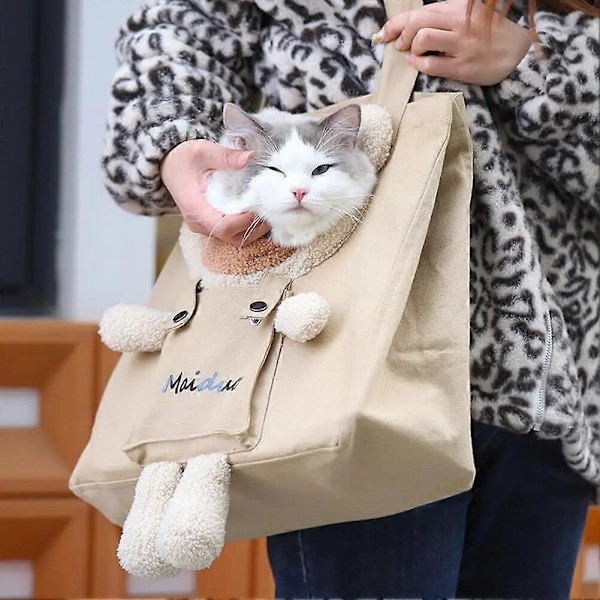 Katte Hunde Bæretaske Lærred Tote Udendørs Transport En Skuldertaske til Små Hunde Håndtaske Pose Hvalpebærer Rejse Kæledyrsbærer