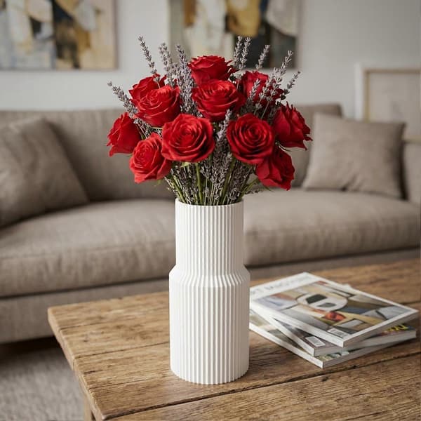 Modern Mattvit Blomkruka för Heminredningspresent Red & Blue