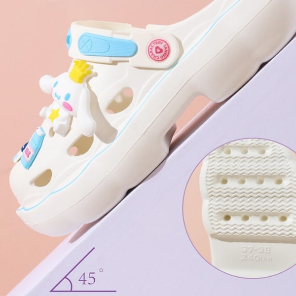 Söt Sommar Kawaii Modetoffel Y2K Platta Skor Förhöjning Sandaler Flickor Födelsedagspresent 2023 Ny white 8.5