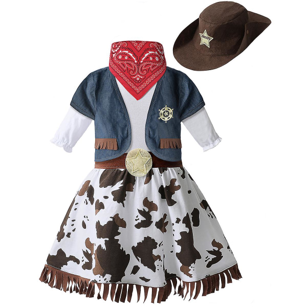 Cowgirl Halloween kostume til piger Småbørn Western Fancy Dress Outfit Nyfødt Baby Carnival Nederdel Spædbørn Festtøj 5 stk. 12 Months