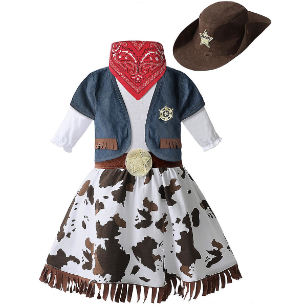 Cowgirl Halloween-kostyme for jenter Småbarn Western Fancy Dress-antrekk Nyfødt baby karnevalsskjørt Spedbarnsfestklær 5 stk. 18 Months