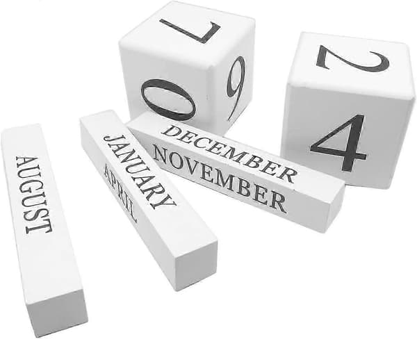 Skrivbordskalender i trä - Evighetskalender med block för månad och datum, heminredning för kontoret