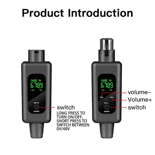 2.4G UHF Trådløst Lyd Transceiver System Mikrofonomformer