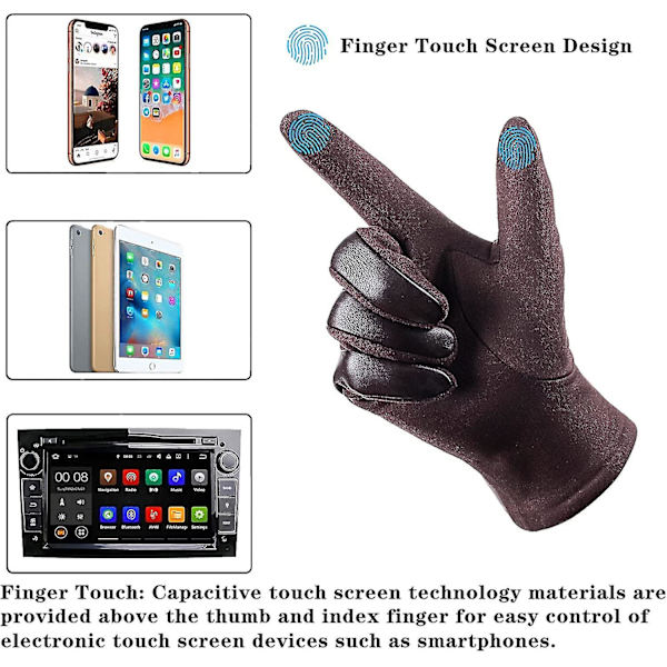 Vinter mode læderhandsker til mænd. Med Touch Screen Texting Finger Wool